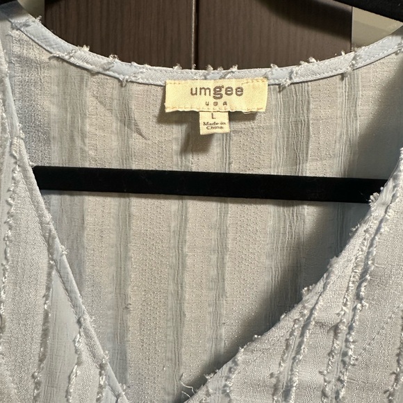 Umgee Light Blue Textured Button-Down Blouse - Picture 5 of 5